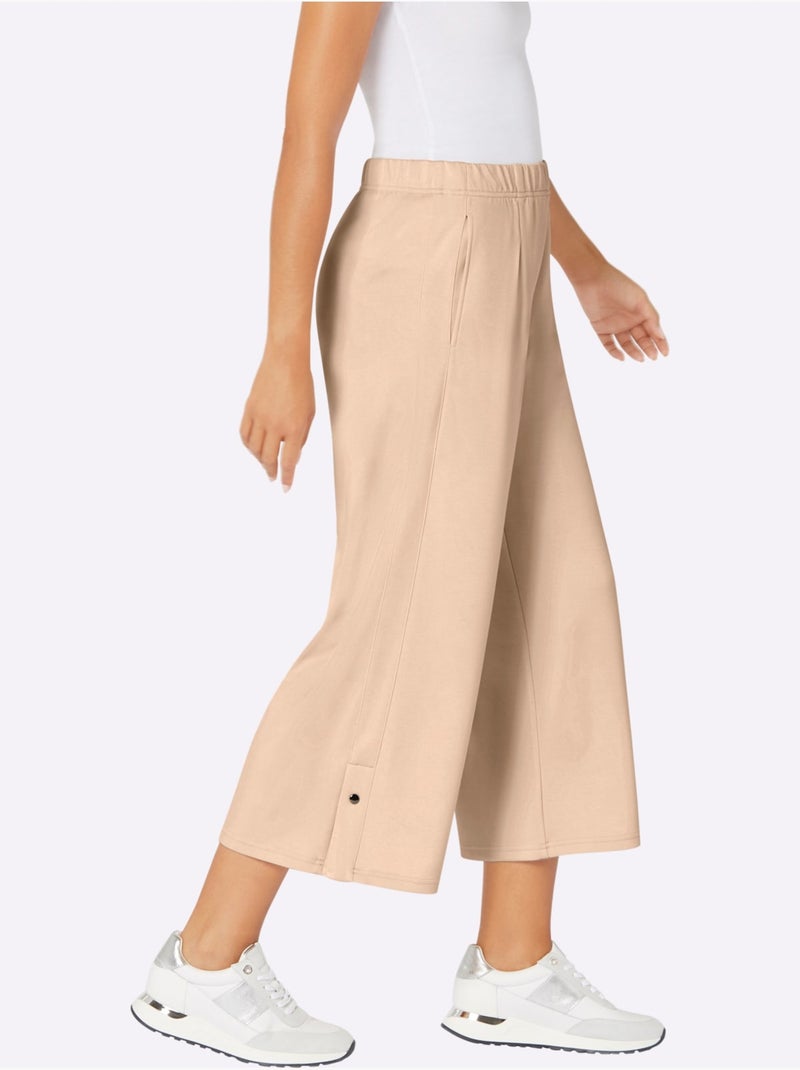 Pantalon Large Mélange De Modal Doux - Taille Standard - Helline Marron clair - Kiabi