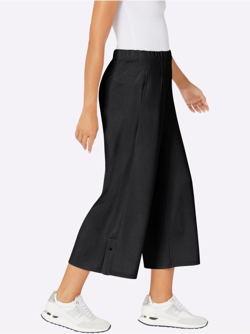 Pantalon Large Mélange De Modal Doux - Taille Standard - Helline Noir - Kiabi
