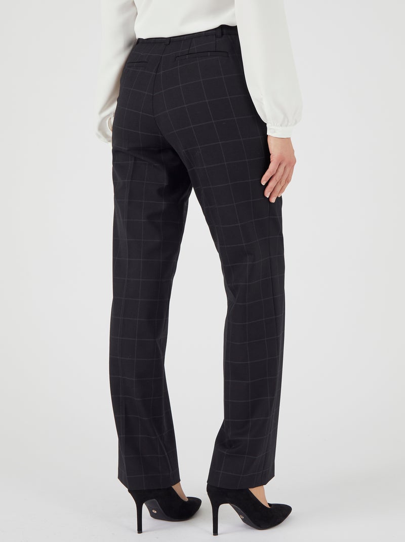 Pantalon large mélange laine bi-stretch 2 statures - Damart Noir - Kiabi