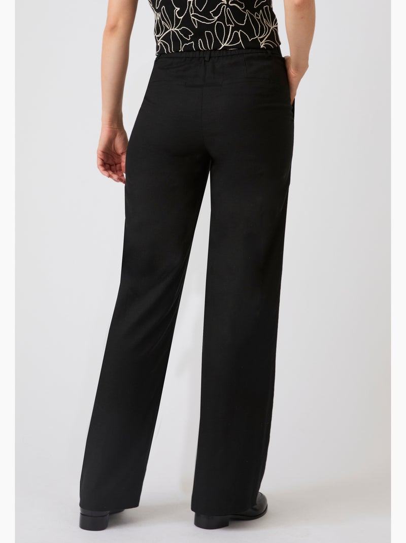 Pantalon large mélange lin - Damart Noir - Kiabi