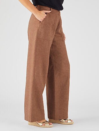 Pantalon large mélange lin et coton - Damart