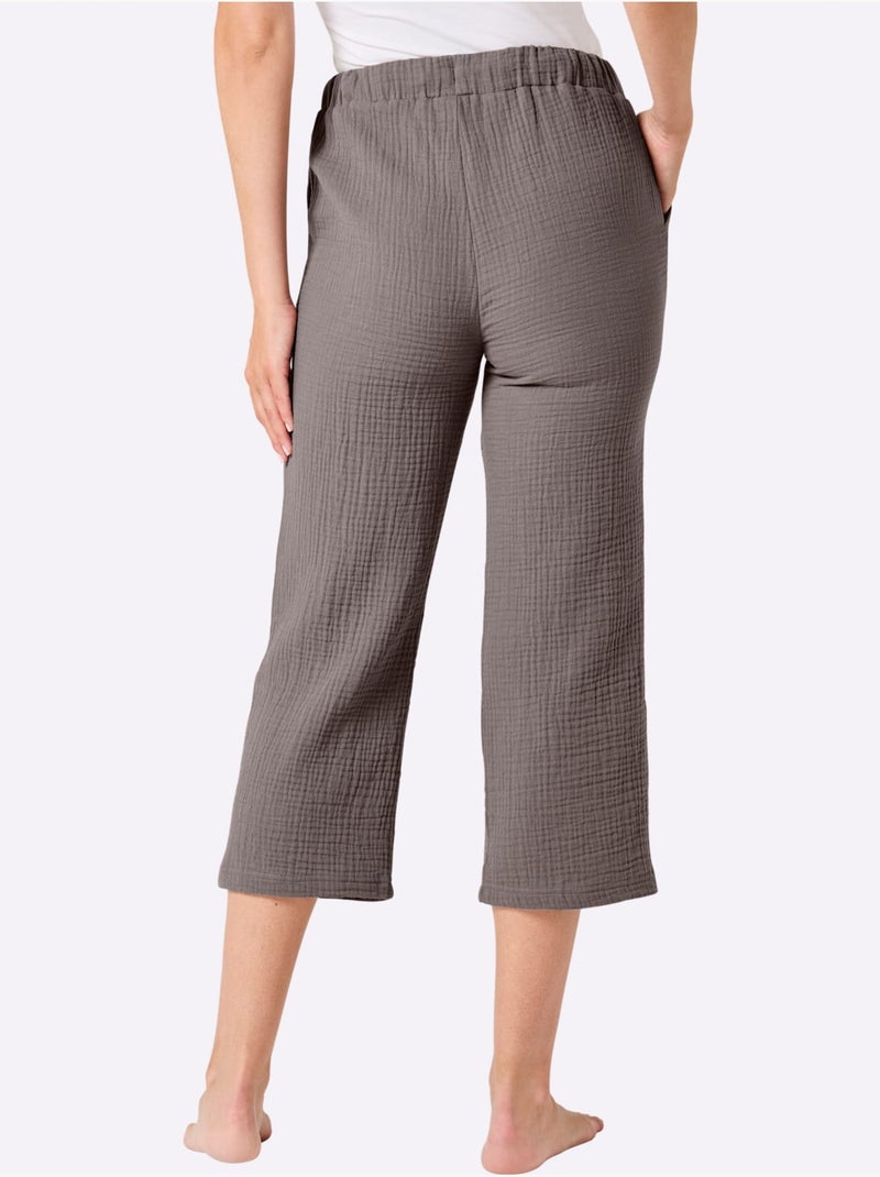 Pantalon Large Mousseline - Taille Standard - Witt Gris taupe - Kiabi