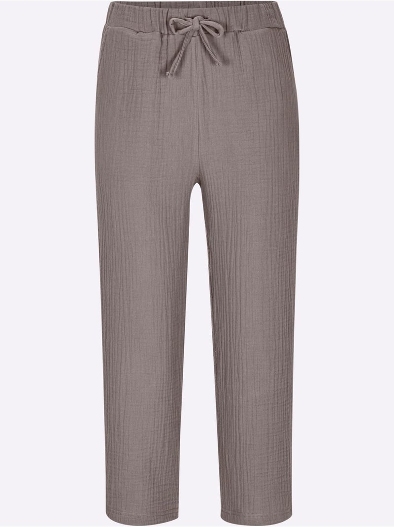 Pantalon Large Mousseline - Taille Standard - Witt Gris taupe - Kiabi