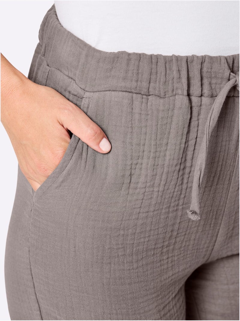 Pantalon Large Mousseline - Taille Standard - Witt Gris taupe - Kiabi