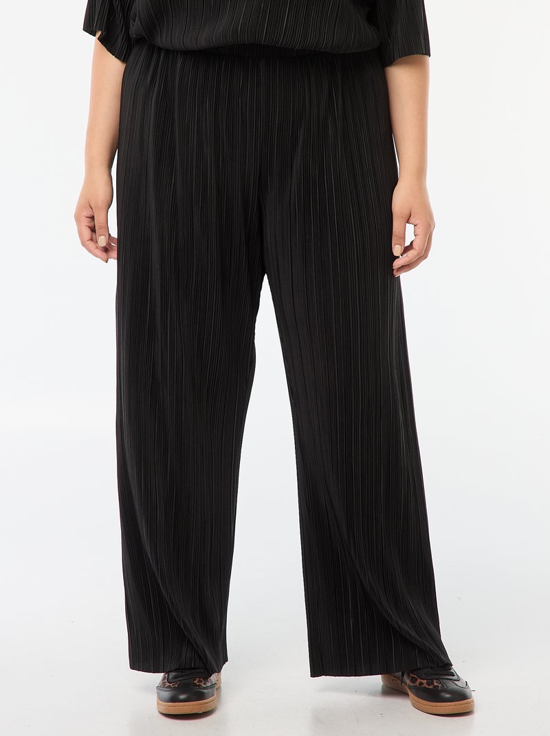 Pantalon large 'Only Carmakoma' en maille plissée Noir - Kiabi