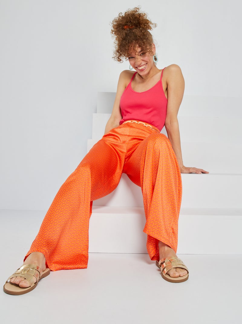 Pantalon large Orange - Kiabi