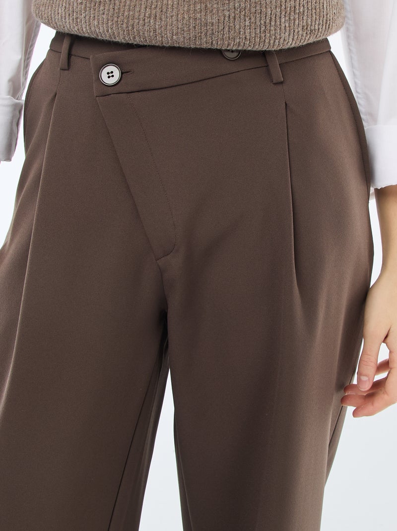 Pantalon large ouverture asymétrique Marron - Kiabi