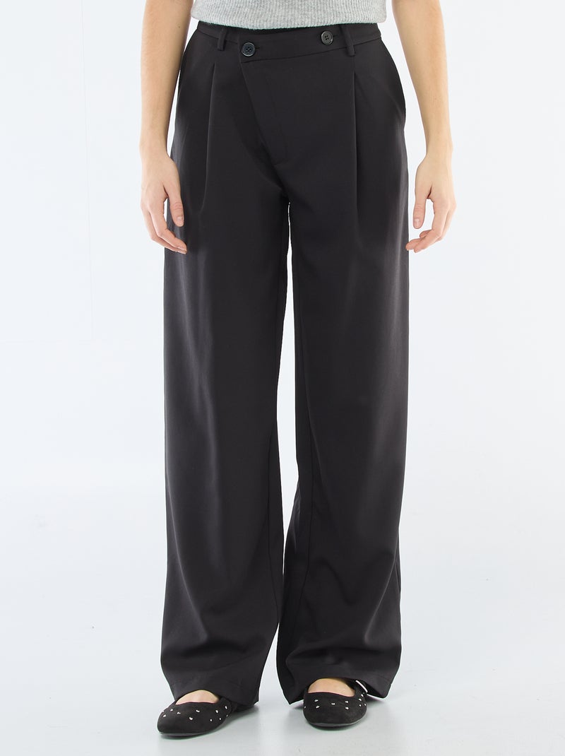Pantalon large ouverture asymétrique Noir - Kiabi