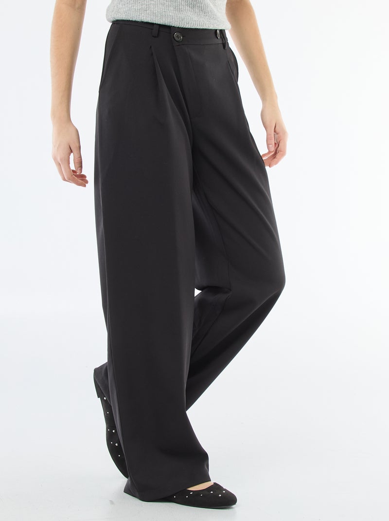 Pantalon large ouverture asymétrique Noir - Kiabi