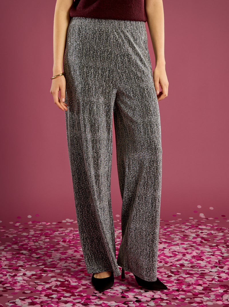 Pantalon large pailleté Gris - Kiabi