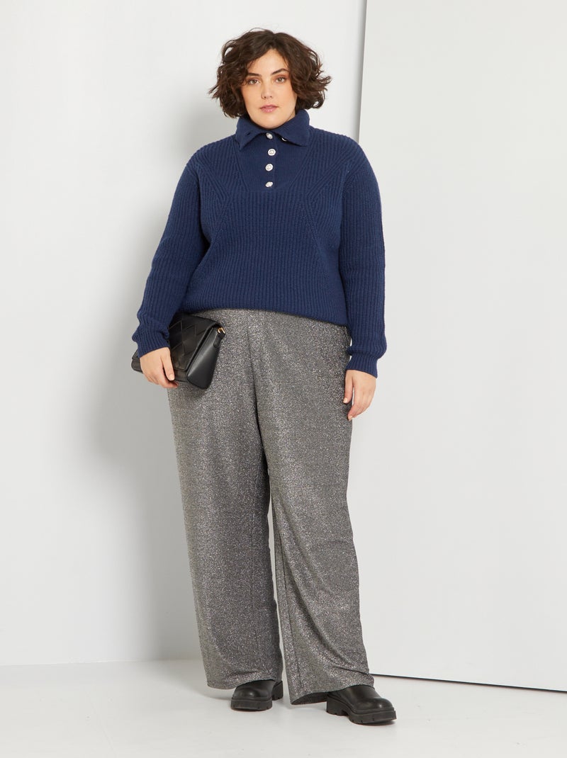 Pantalon large pailleté Gris - Kiabi