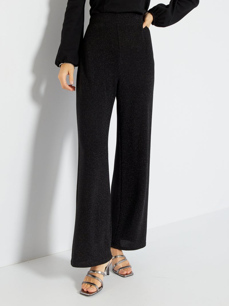 Pantalon large pailleté Noir - Kiabi