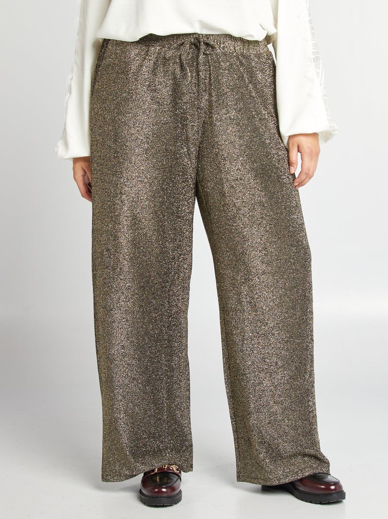 Pantalon large pailletée Noir - Kiabi
