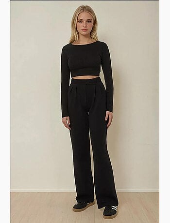 Pantalon large plissé à fermeture velcro à la taille hiccup