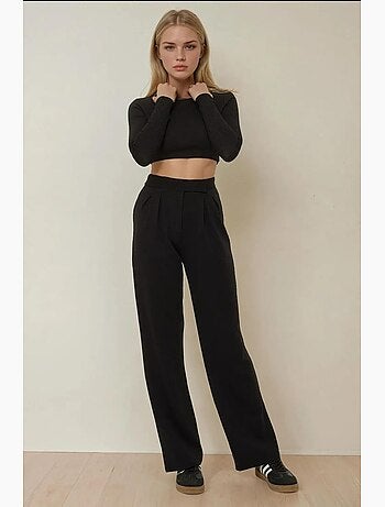Pantalon large plissé à fermeture velcro à la taille hiccup