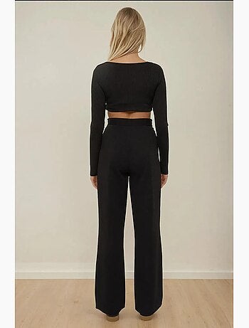Pantalon large plissé à fermeture velcro à la taille hiccup