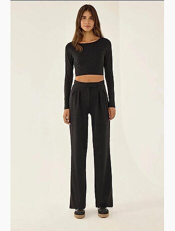 Pantalon large plissé à fermeture velcro à la taille hiccup
