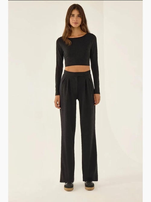 Pantalon large plissé à fermeture velcro à la taille hiccup - Kiabi