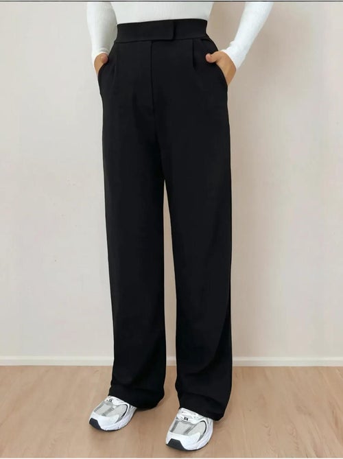 Pantalon large plissé à fermeture velcro à la taille - Kiabi