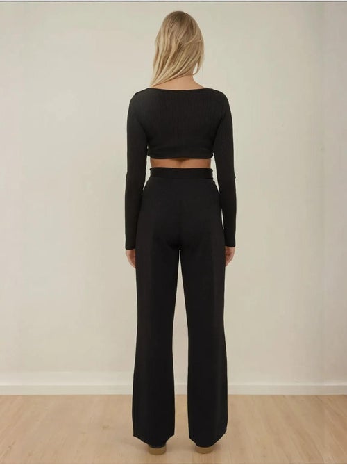 Pantalon large plissé à fermeture velcro à la taille - Kiabi