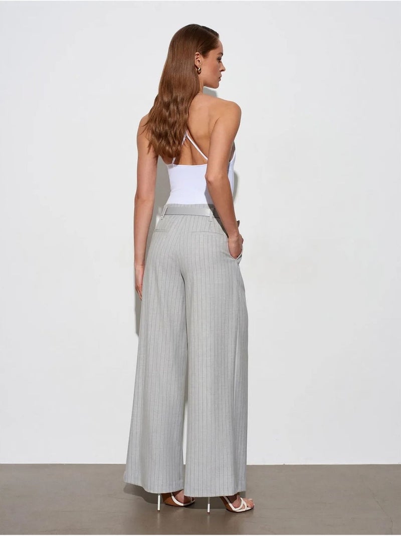 Pantalon large plissé à rayures dilvin Gris clair - Kiabi