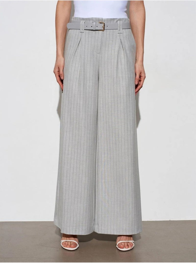 Pantalon large plissé à rayures dilvin Gris clair - Kiabi