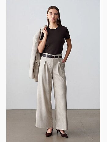 Pantalon large plissé à rayures dilvin