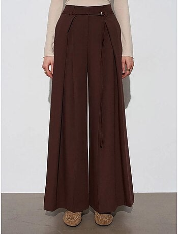 Pantalon large plissé à taille ceinturée dilvin