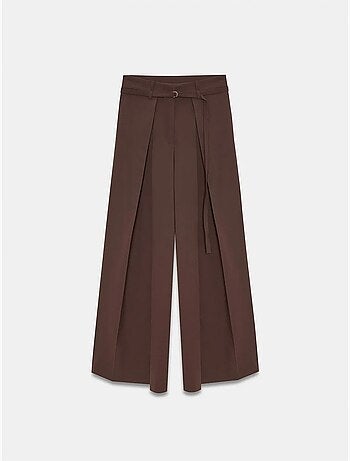 Pantalon large plissé à taille ceinturée dilvin