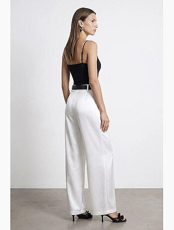 Pantalon large plissé à taille haute dilvin
