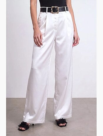 Pantalon large plissé à taille haute dilvin