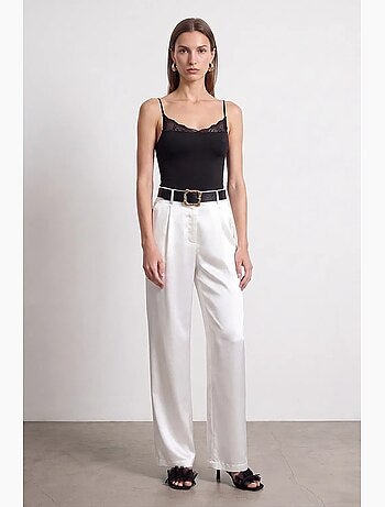 Pantalon large plissé à taille haute dilvin