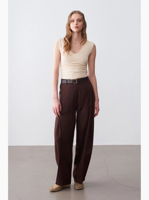 Pantalon large plissé dilvin - Kiabi