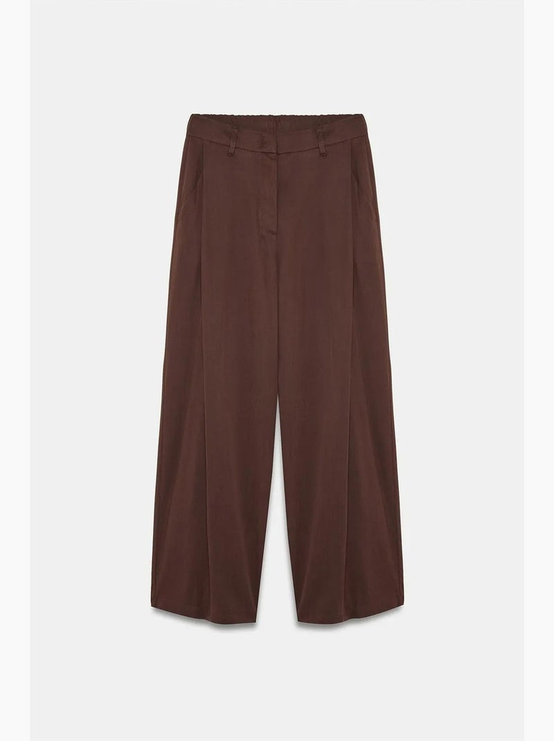 Pantalon large plissé dilvin Marron chocolat - Kiabi