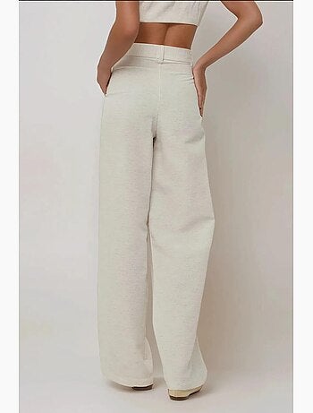 Pantalon large plissé effet lin hiccup