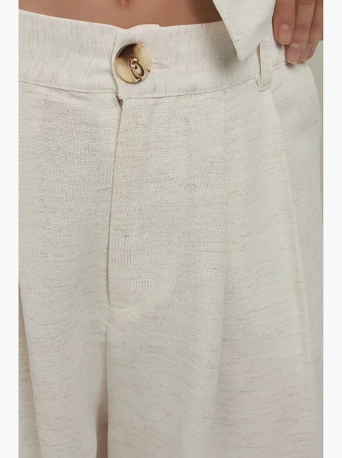 Pantalon large plissé effet lin hiccup - Kiabi