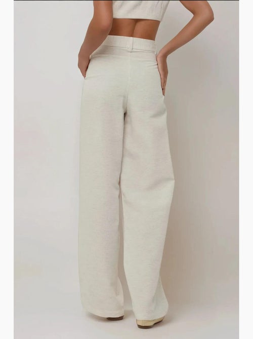 Pantalon large plissé effet lin hiccup - Kiabi