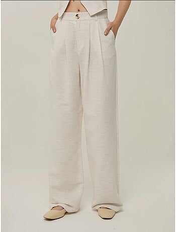 Pantalon large plissé en lin
