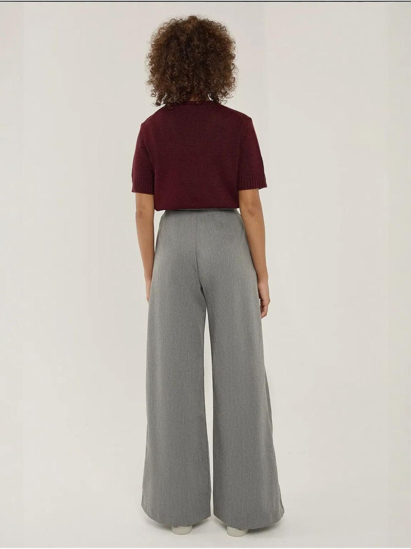 Pantalon large plissé Gris - Kiabi