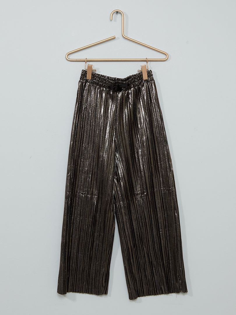 Pantalon large plissé GRIS - Kiabi
