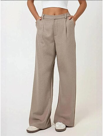 Pantalon large plissé taille haute