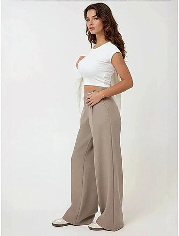 Pantalon large plissé taille haute