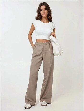Pantalon large plissé taille haute