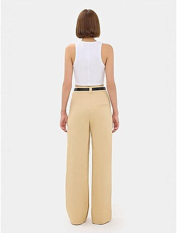 Pantalon large plissé taille haute