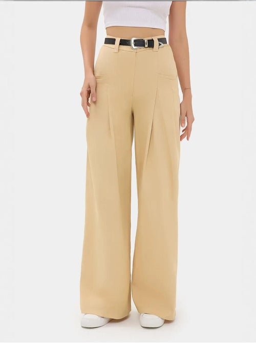 Pantalon large plissé taille haute - Kiabi Pantalon large plissé taille haute - Kiabi