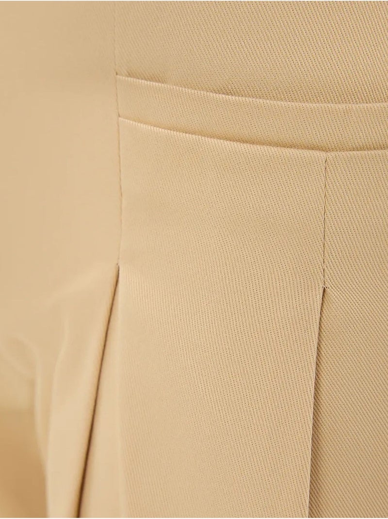 Pantalon large plissé taille haute Beige naturel - Kiabi