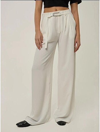 Pantalon large plissé taille haute