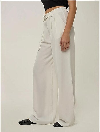 Pantalon large plissé taille haute