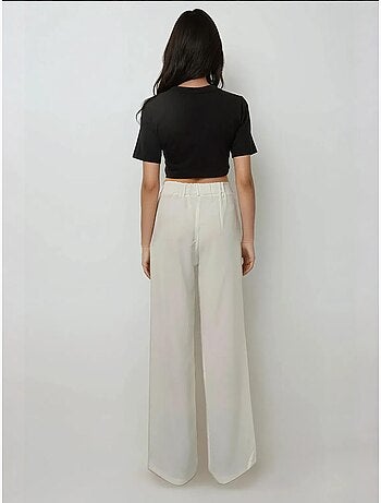 Pantalon large plissé taille haute