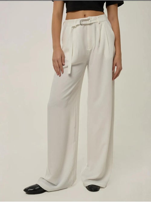 Pantalon large plissé taille haute - Kiabi Pantalon large plissé taille haute - Kiabi
